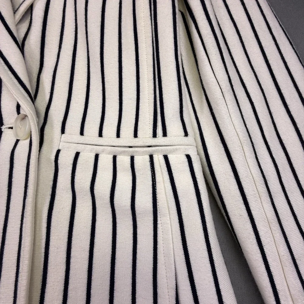 Talbots OP White‎ Black Striped Cotton Knit Jacket Long Sleeve Buttons
